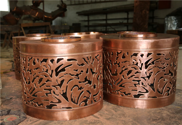 西安锻铜铸铜雕塑-定制锻铜花钵